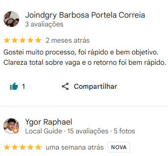 VEJA NOSSOS FEEDBACKS